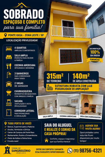 Sobrado de 4 quartos, 315m² no bairro Parque Boturussu, em São Paulo | Eu Corretor