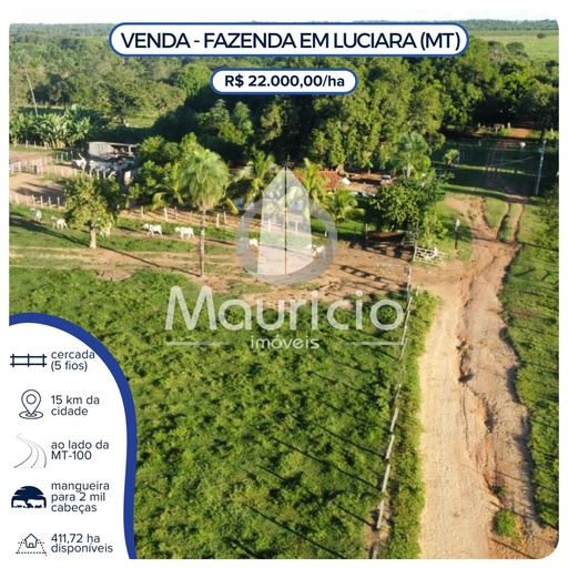 Fazenda/Sítios/Chácaras no bairro Centro, em Luciára | Eu Corretor