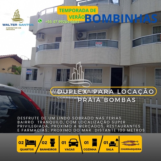 Sobrado de 2 quartos, 70m² no bairro Bombas, em Bombinhas | Eu Corretor