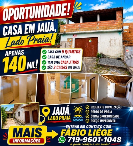 Casa de 6 quartos, no bairro Jauá (Abrantes), em Camaçari | Eu Corretor