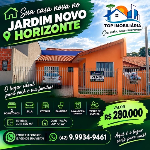 Casa de 2 quartos, 55m² no bairro Vila Santa Cruz, em Castro | Eu Corretor
