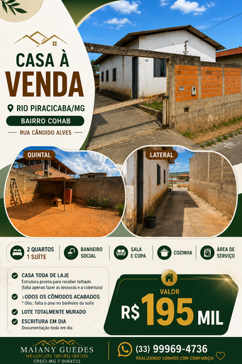 Casa de 2 quartos, no bairro Coab, em Rio Piracicaba | Eu Corretor