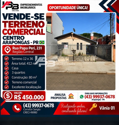 Lote/Terreno de 600m² no bairro Vila Edio, em Arapongas | Eu Corretor