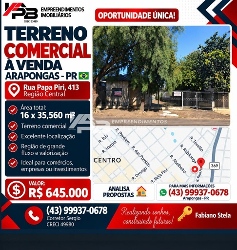 Lote/Terreno de 600m² no bairro Vila Edio, em Arapongas | Eu Corretor