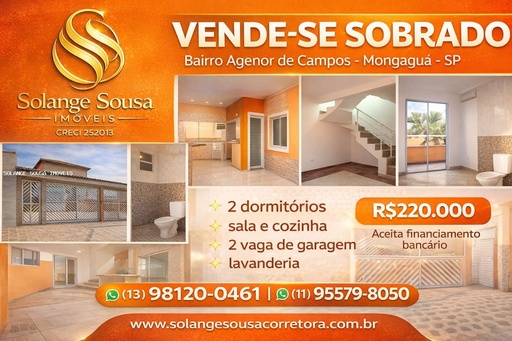 Sobrado de 2 quartos, 70m² no bairro Agenor de Campos, em Mongaguá | Eu Corretor