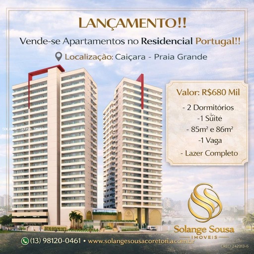 Apartamento de 2 quartos, no bairro Caiçara, em Praia Grande | Eu Corretor