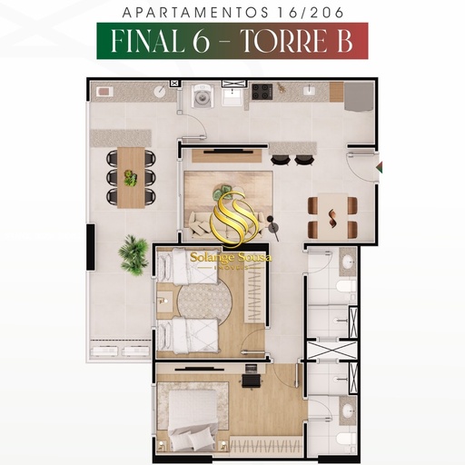 Apartamento de 2 quartos, no bairro Caiçara, em Praia Grande | Eu Corretor