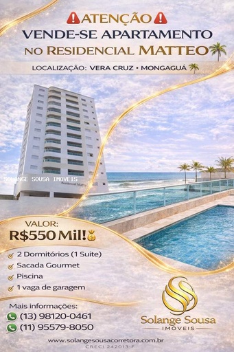 Apartamento de 2 quartos, no bairro Vera Cruz, em Mongaguá | Eu Corretor