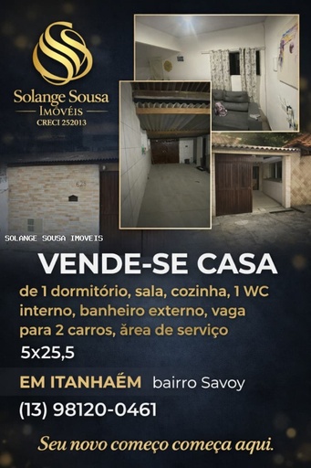 Casa de 1 quarto, no bairro Savoy, em Itanhaém | Eu Corretor