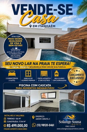Casa de 2 quartos, 78m² no bairro Cibratel II, em Itanhaém | Eu Corretor