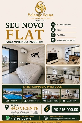 Apartamento de 1 quarto, no bairro Centro, em São Vicente | Eu Corretor