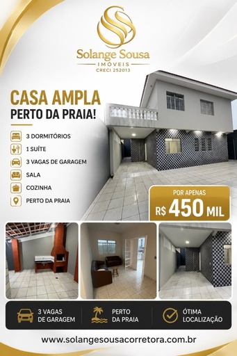 Sobrado de 3 quartos, 180m² no bairro Anhanguera, em Mongaguá | Eu Corretor