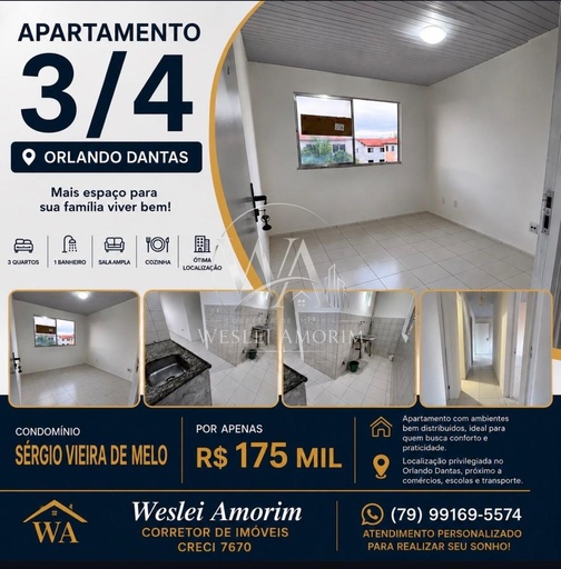Apartamento de 3 quartos, 68m² no bairro São Conrado, em Aracaju | Eu Corretor