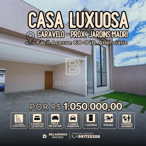Casa de 3 quartos, 191m² no bairro Setor Garavelo, em Aparecida de Goiânia | Eu Corretor