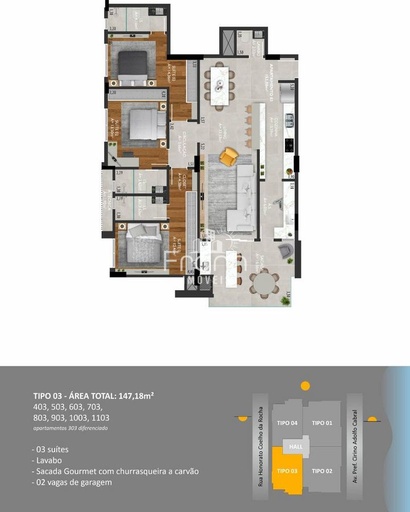 Apartamento de 3 quartos, 144m² no bairro Centro, em Navegantes | Eu Corretor