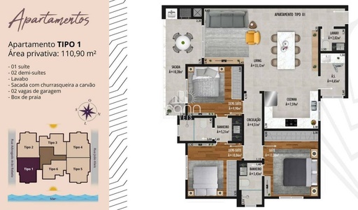 Apartamento de 2 quartos, 81m² no bairro Centro, em Navegantes | Eu Corretor