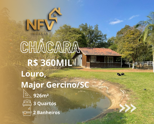 Chácara de 3 quartos, 60m² no bairro Louro, em Major Gercino | Eu Corretor