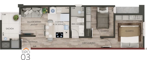 Apartamento de 2 quartos, 49m² no bairro Centro, em Chapecó | Eu Corretor
