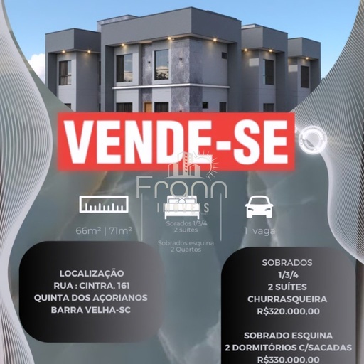 Sobrado de 2 quartos, 66m² no bairro Quinta dos Açorianos, em Barra Velha | Eu Corretor