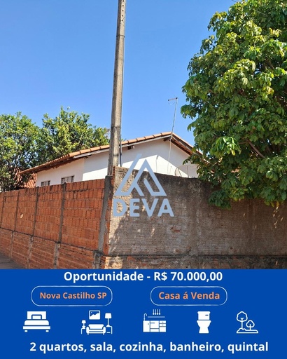 Casa de 2 quartos, no bairro Nova Castilho, em Nova Castilho | Eu Corretor