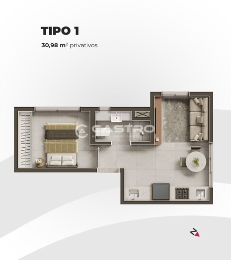 Studio de 1 quarto, 30m² no bairro Centro, em Passo Fundo | Eu Corretor