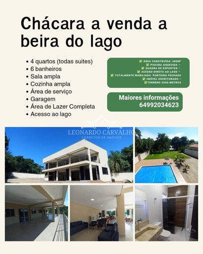 Chácara de 4 quartos, no bairro LAGO DOS IPÊS, em Caldas Novas | Eu Corretor