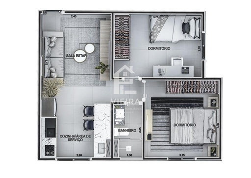 Apartamento de 2 quartos, 44m² no bairro Nova Tatuí, em Tatuí | Eu Corretor