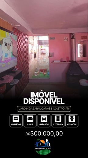 Casa de 3 quartos, no bairro Jardim das Araucárias, em Castro | Eu Corretor