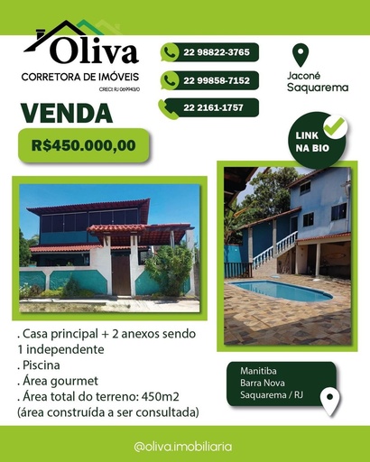 Casa de 4 quartos, no bairro BARRA NOVA , em Saquarema | Eu Corretor
