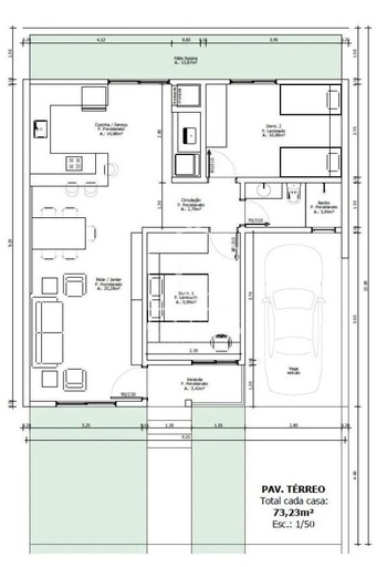 Geminado de 2 quartos, 73m² no bairro Conventos, em Vera Cruz | Eu Corretor