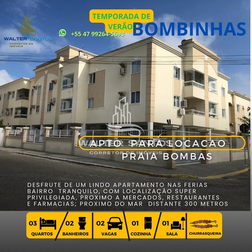 Apartamento de 3 quartos, 90m² no bairro bombas, em Bombinhas | Eu Corretor