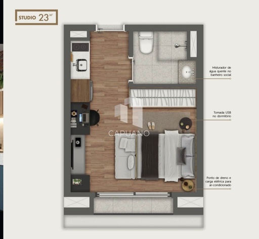 Studio de 1 quarto, 29m² no bairro Brooklin , em São Paulo | Eu Corretor