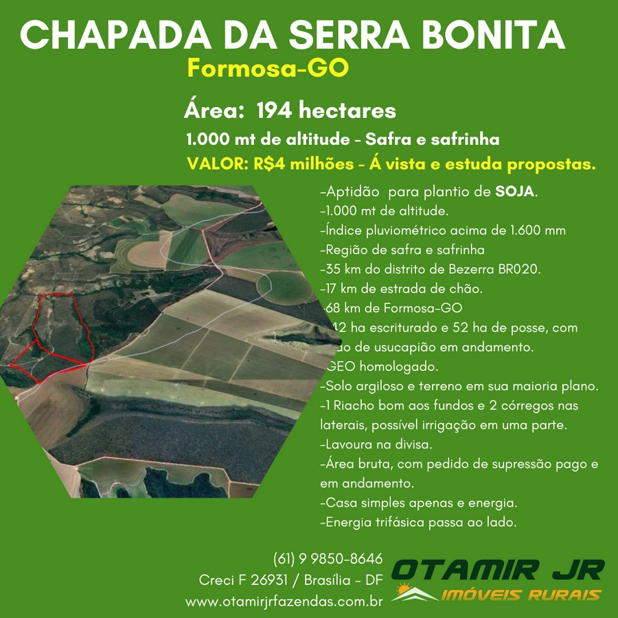 Fazenda/Sítios/Chácaras de 1920000m² no bairro Formosa, em Formosa | Eu Corretor
