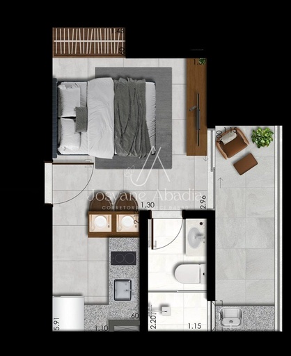Studio de 1 quarto, 24m² no bairro Mariano Procópio, em Juiz de Fora | Eu Corretor